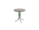 Round table with a green base on a white background
