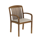 Wooden chair with a white cushion on a white background