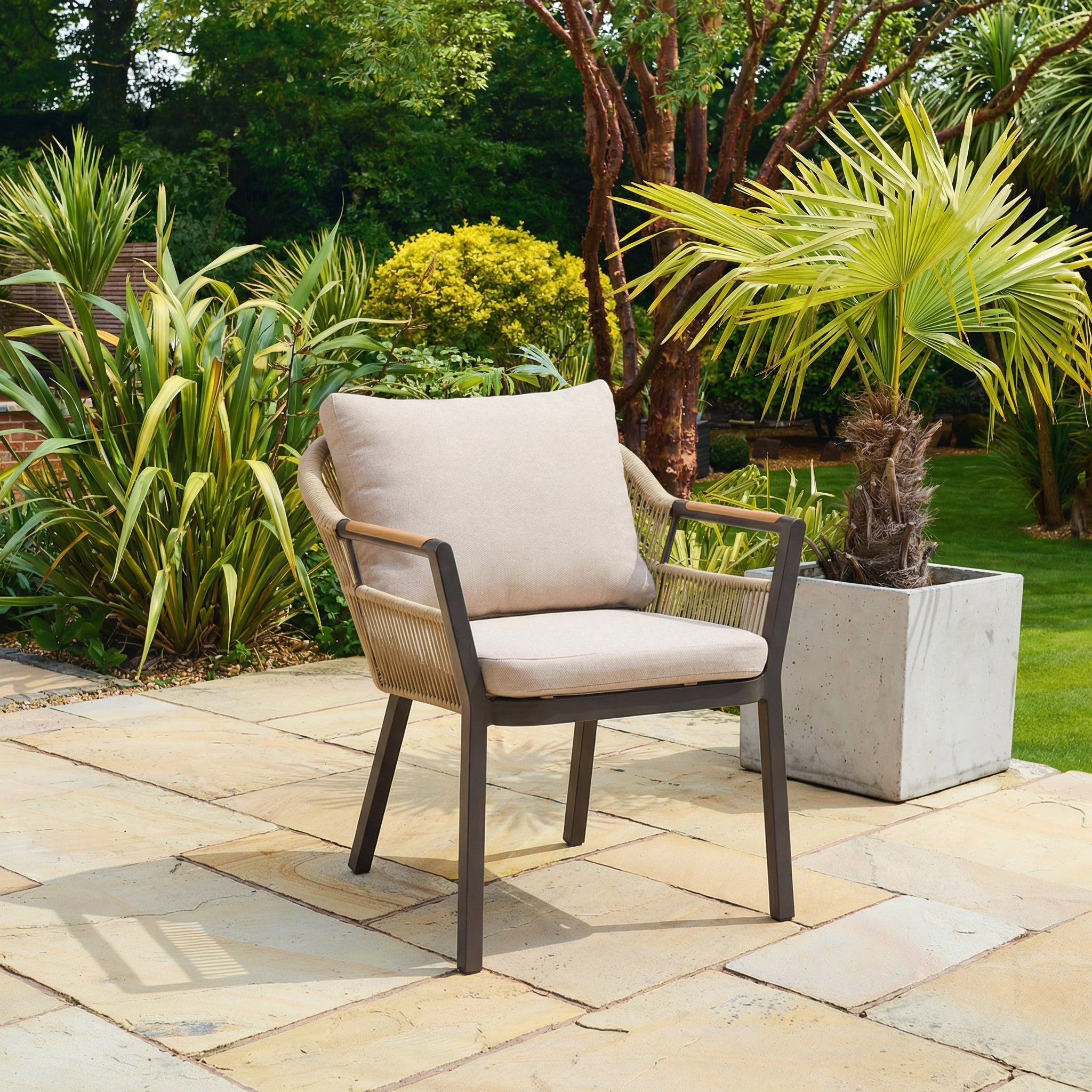 Bali Rose Dining Ar,mchair on a Patio