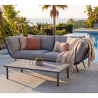 Modular Beach Sofa set with deep cushions, metal frame and coffee table