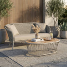 Cordial Rope 3-Seater Sofa with Roble top Coffee Table set in a modern scene. 