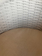 Close up image of the armchair rope-weave and oat finish cushion 