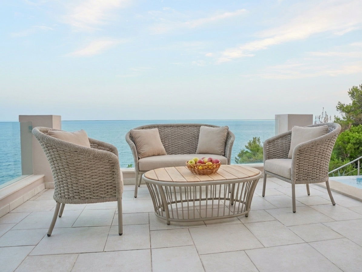 Cordial rope set with roble top coffee table