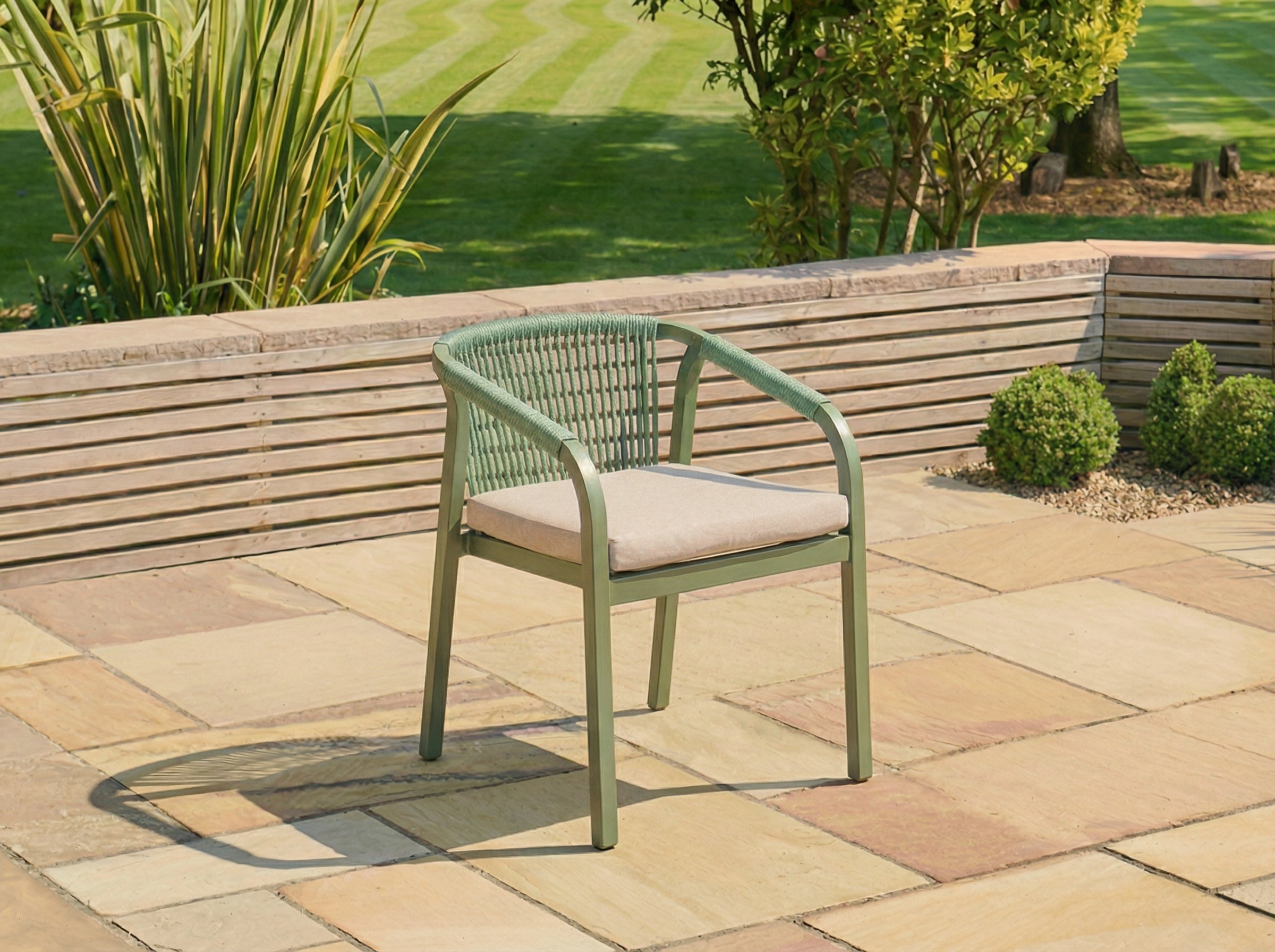 Genoa dining armchair on a patio 