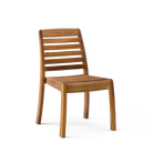 Wooden chair with slatted back on a white background