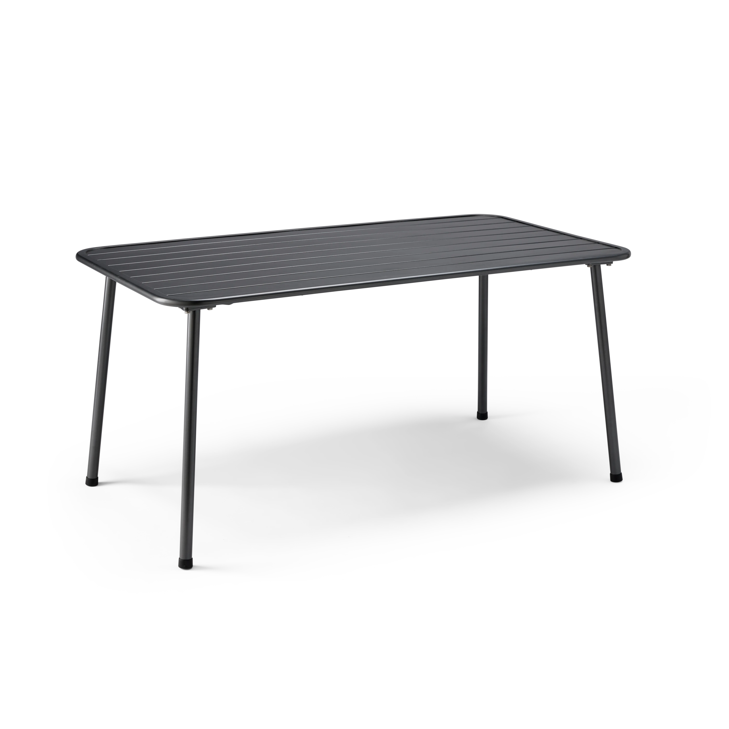 Black metal table on a white background