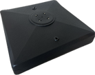 Black electronic device with a circular component on a white background