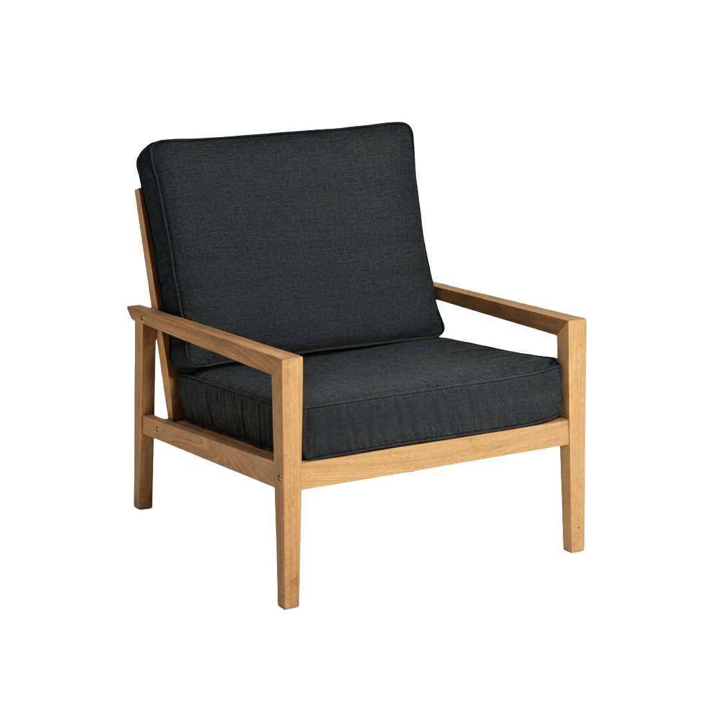 Roble lounge armchair with seat and back cushion