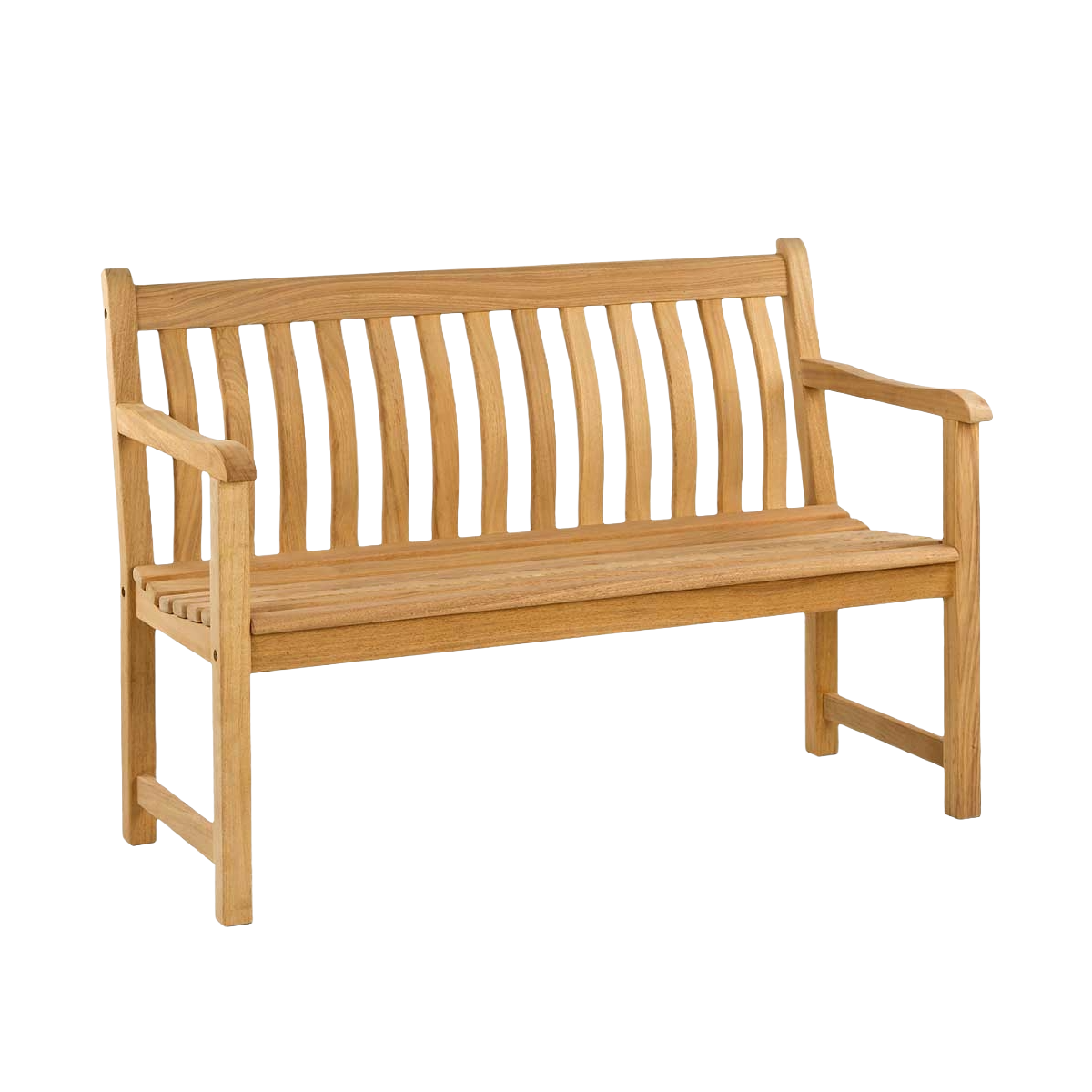 Roble hardwood garden bench, in a light yellow grained natural colour