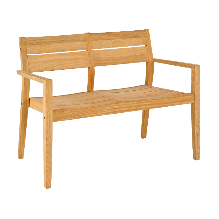 Stylish garden bench in roble hardwood 2 seater in a light yellow grain