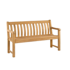 A hardwood garden bench in Roble by Alexander Rose with a curved back