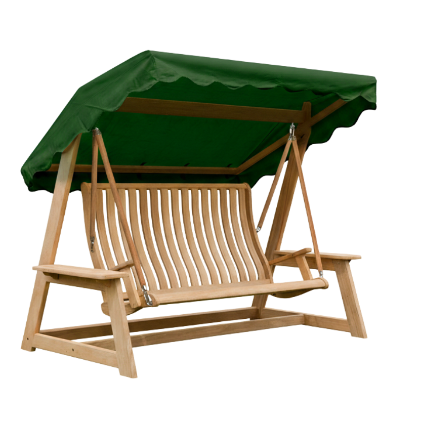Roble swing seat with green canopy in a transparent background