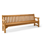 Wooden long teak bench on a white background