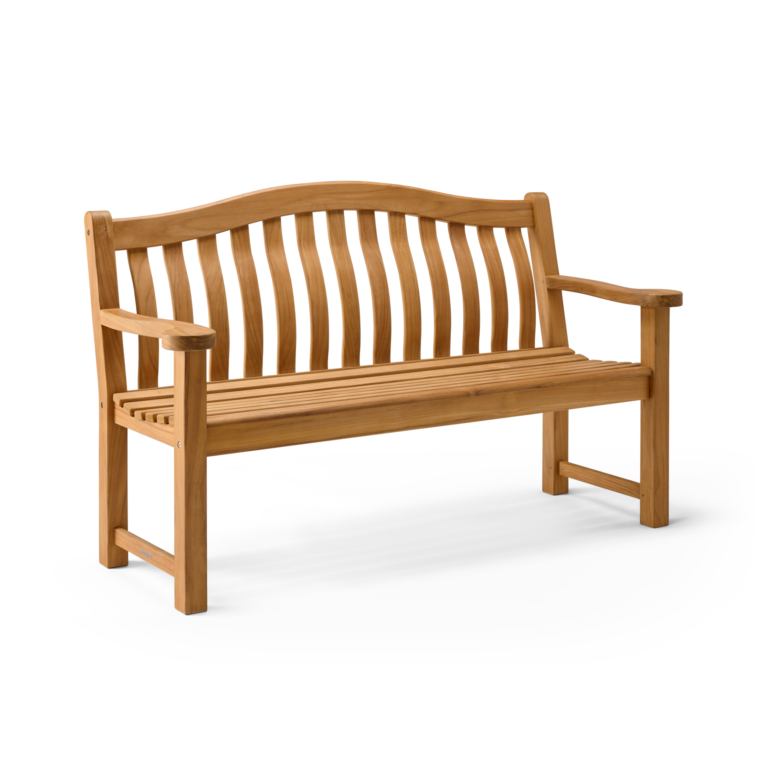 Wooden bench on a white background made of teak