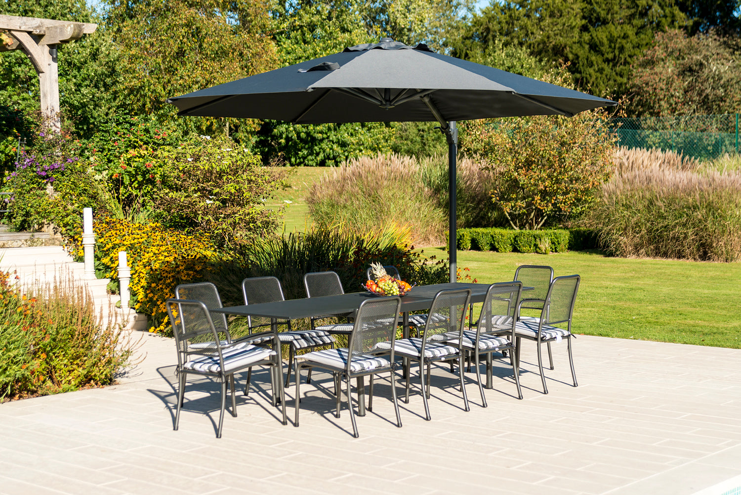 Portofino 10-Seater extending rectangular dining table with chairs