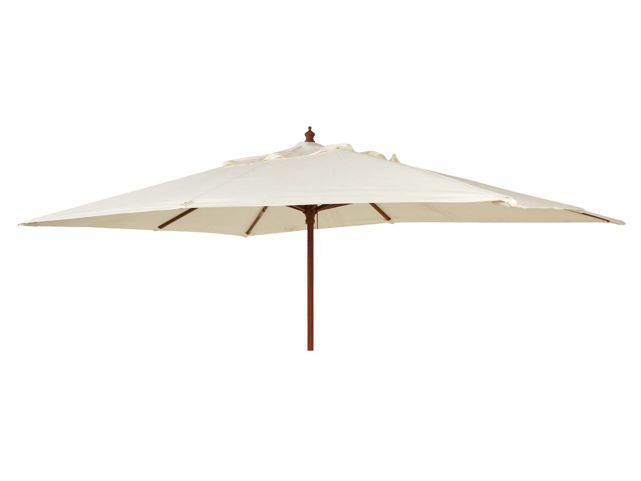 Beige patio umbrella with wooden handle 