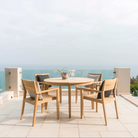 round wooden dining table set with 4 roble tivoli chairs