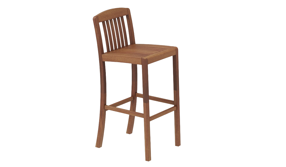 Wooden bar stool on a white background
