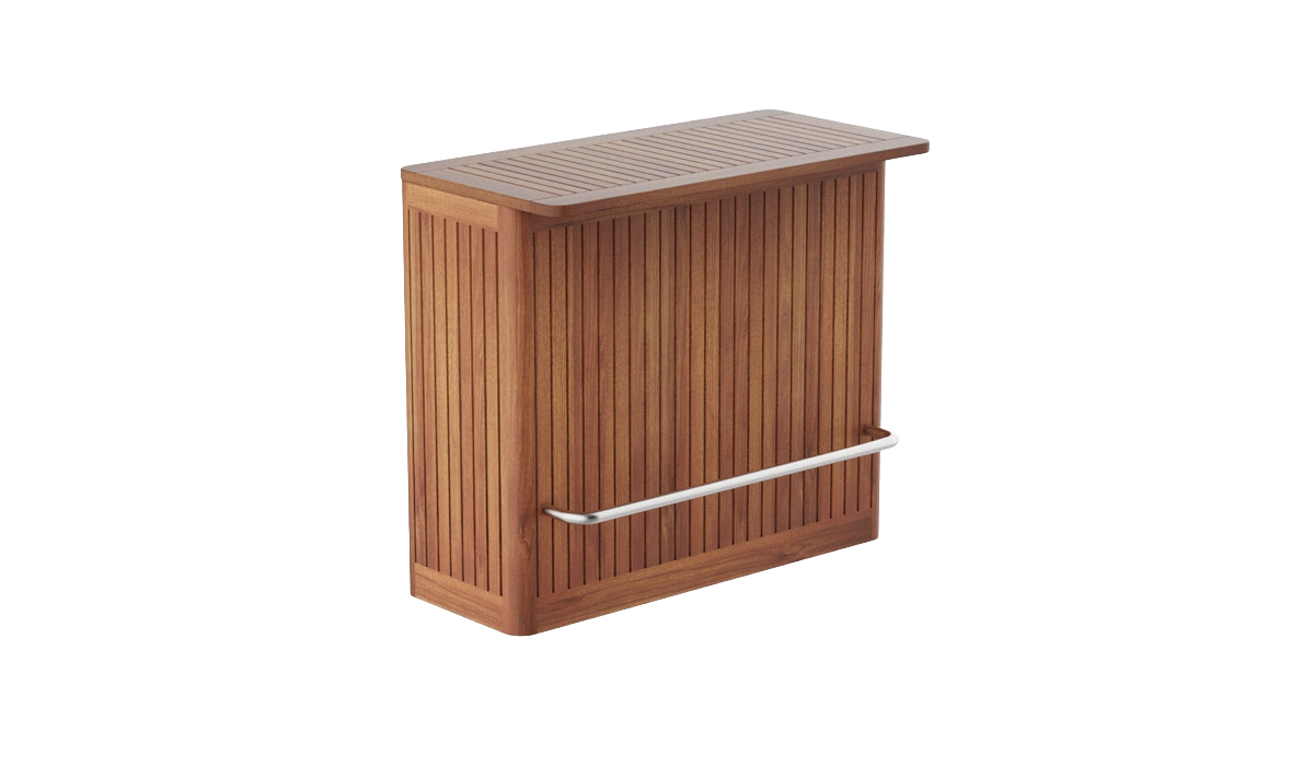 Wooden bar cabinet with a white background