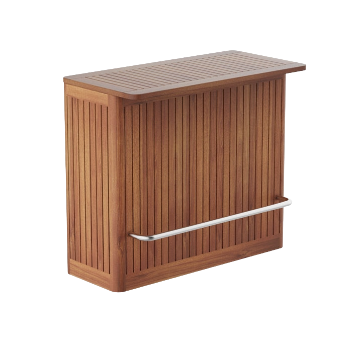 Wooden bar cabinet with a white background