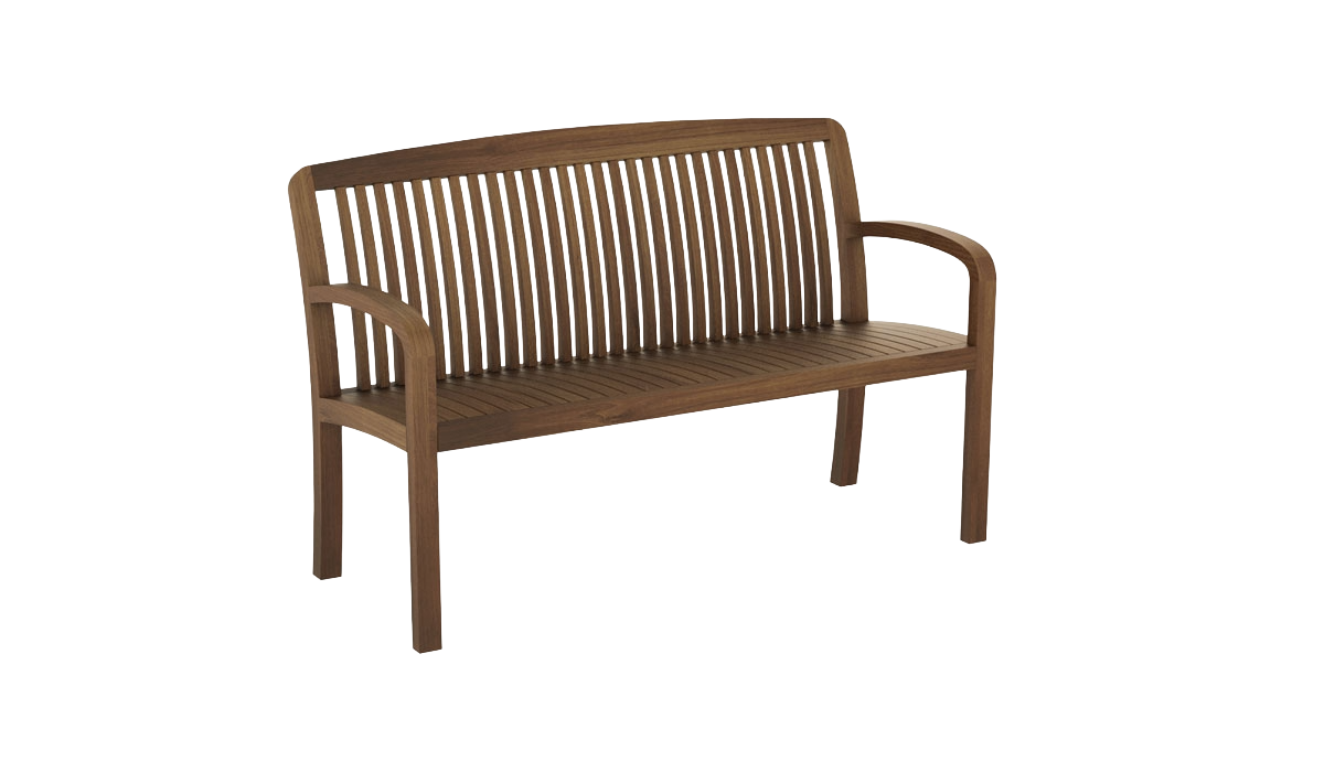 Brown wooden bench on a white background