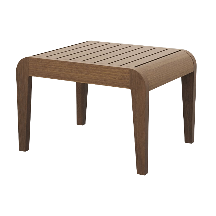 Wooden side table on a white background