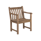Wooden chair with armrests on a white background