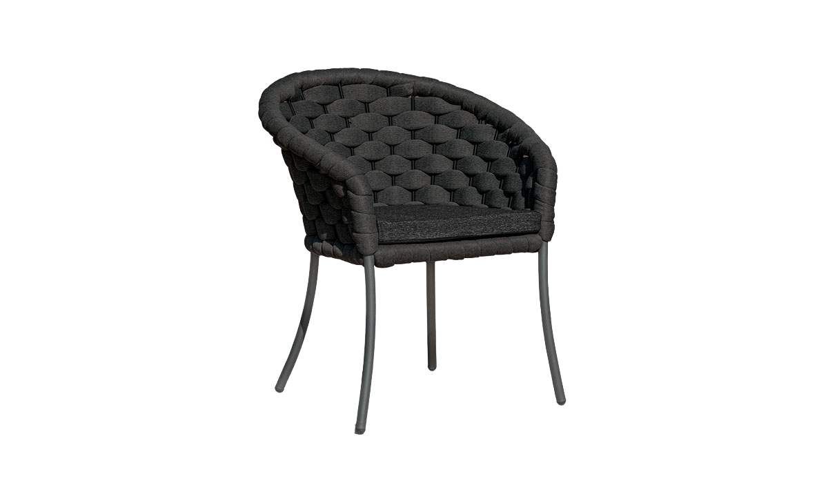Black tufted chair on a white background