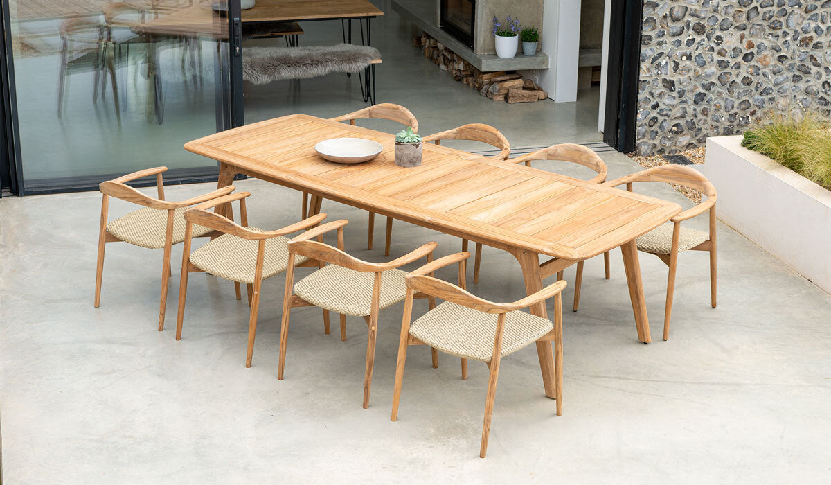 wood garden table and chairs