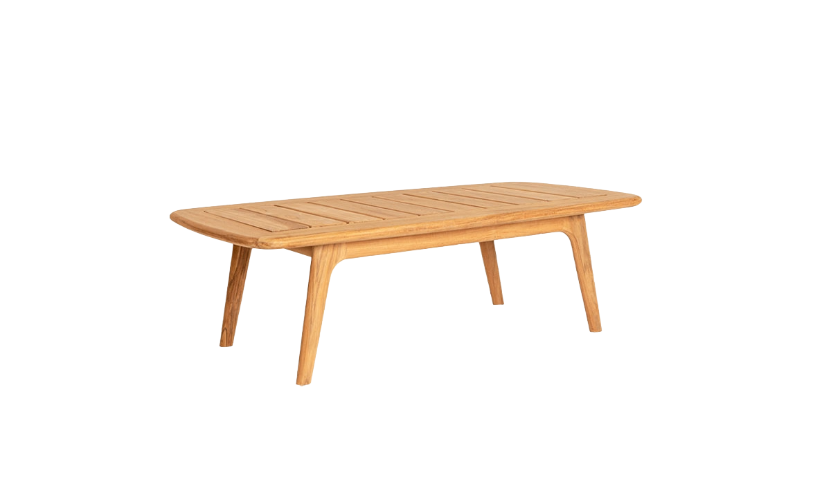 Wooden outdoor table on a white background
