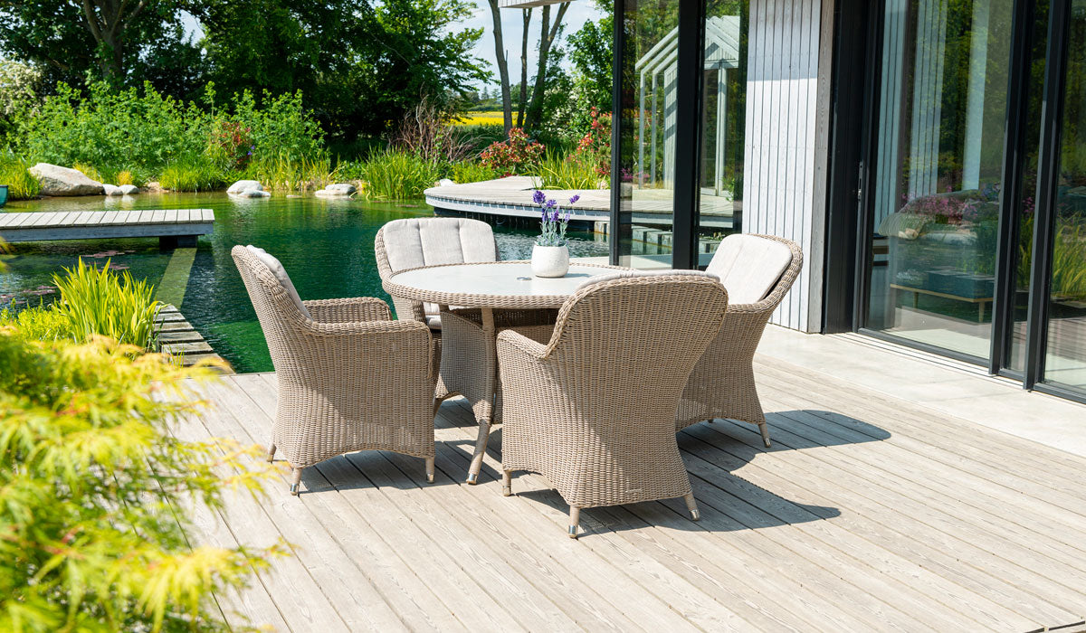 Hazelmere Armchairs outside by lake