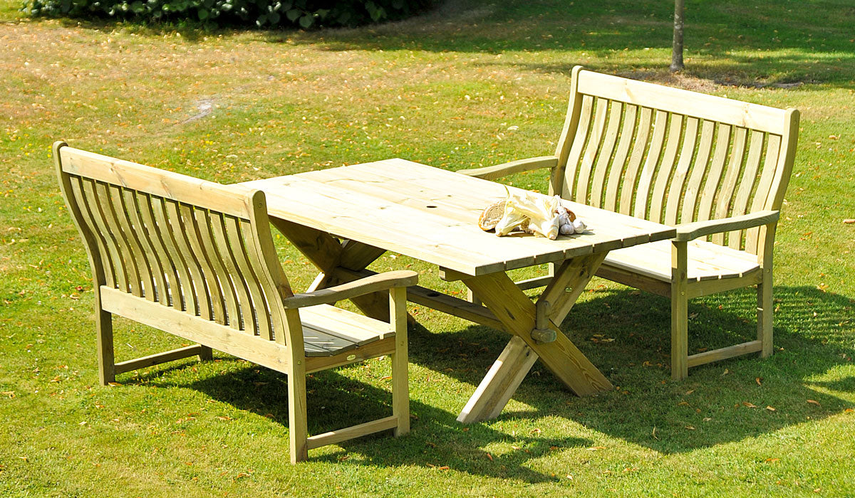 Pine High Back Bench 5ft with table