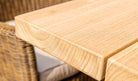 Teak Plank Table 2.4m close up of table and chair