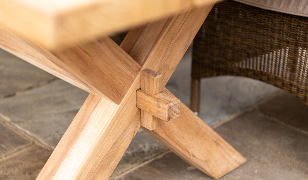 Teak Plank Table 2.4m close up