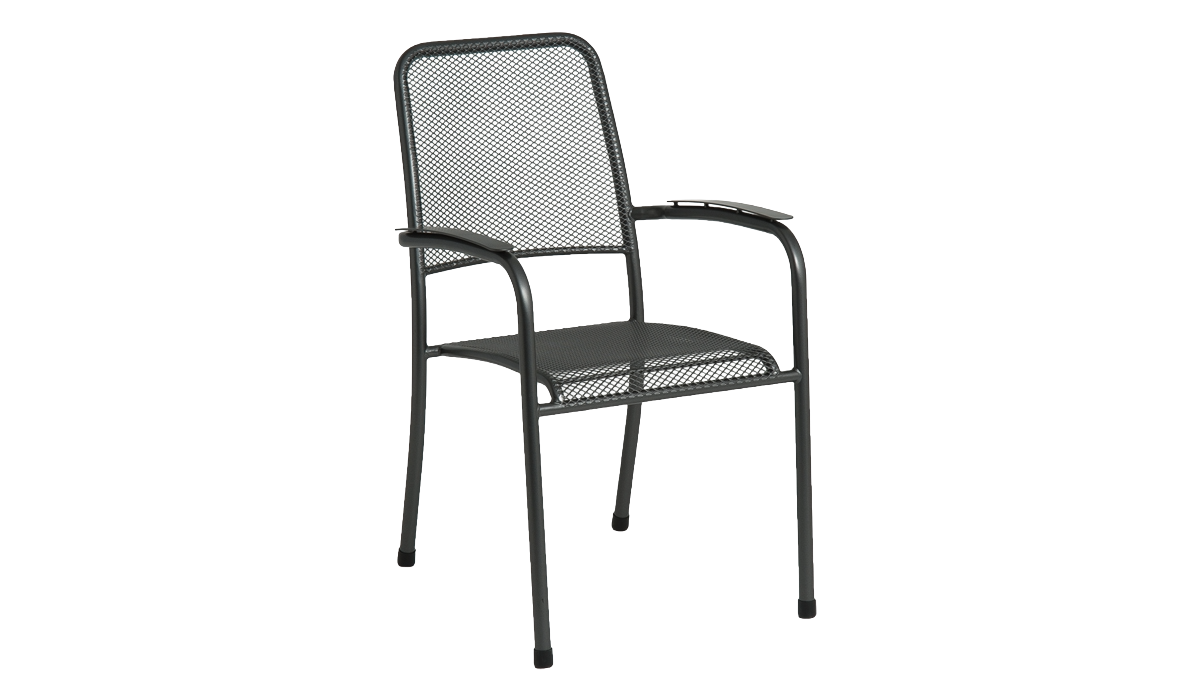 Black metal chair on a white background