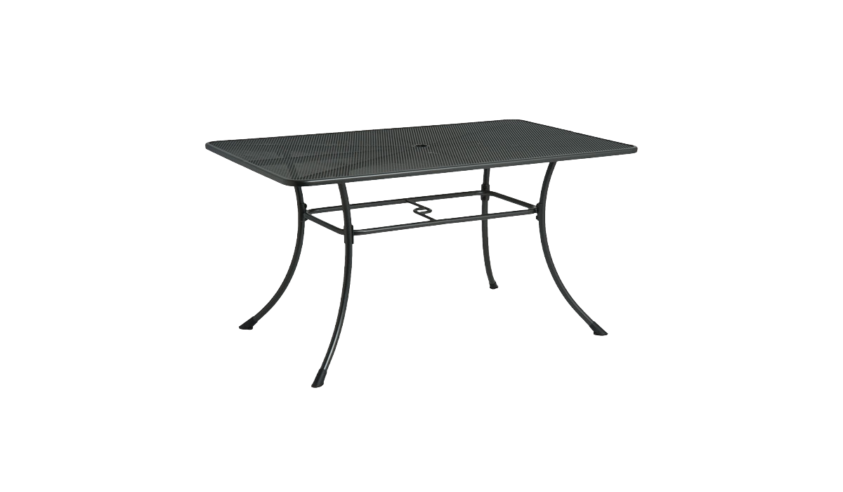 Black metal outdoor table on a white background