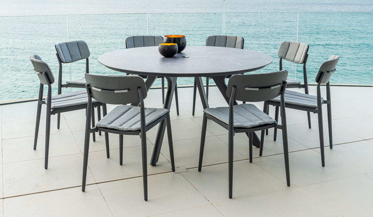 Alexander Rose Rimini 8 Seater Metal Round Table with Ceramic Glass