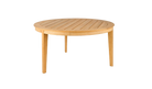 Round wooden table on a white background