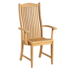 Wooden chair with slatted design on a white background