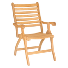 Wooden chair with slatted backrest on a white background