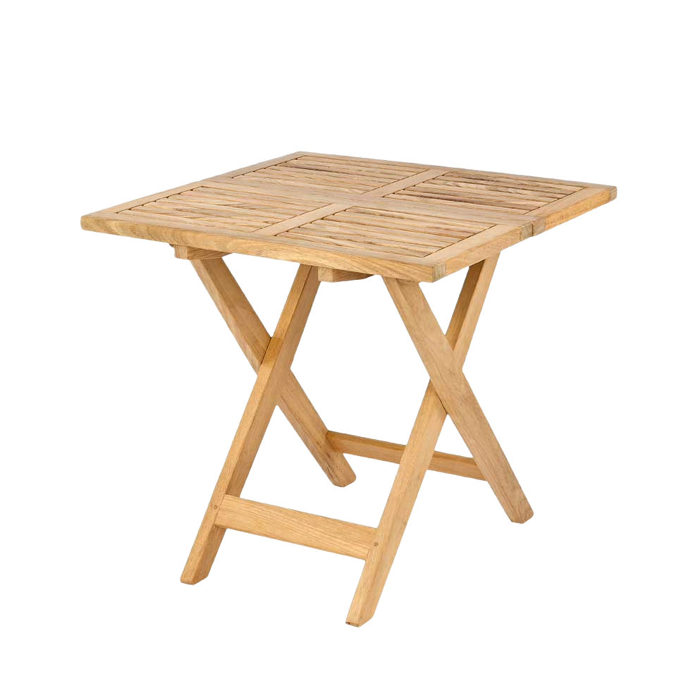 Wooden folding table on a white background