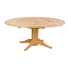Round wooden table on a white background