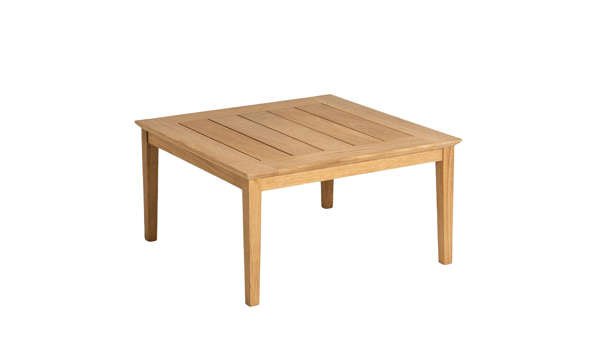 Wooden square table on a white background