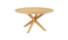 Wooden round table with star-shaped base on a white background