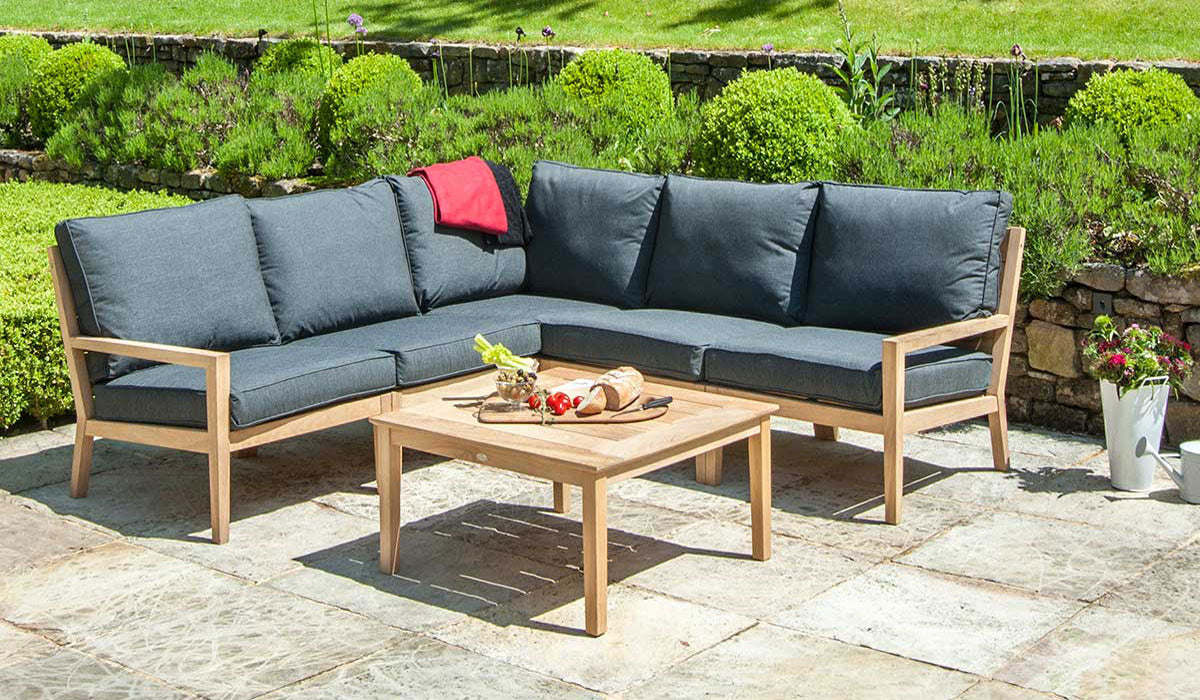 Alexander Rose Roble Tivoli Side Table 0.8m x 0.8m with sofa