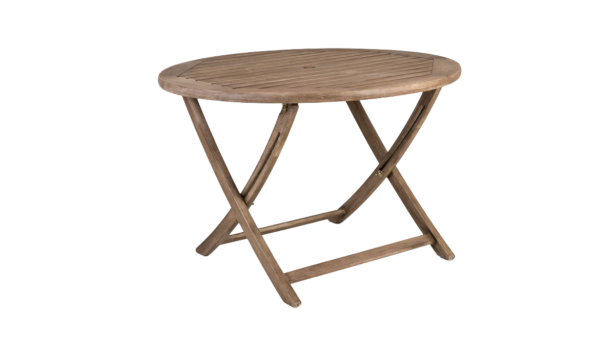 Wooden folding table on a white background