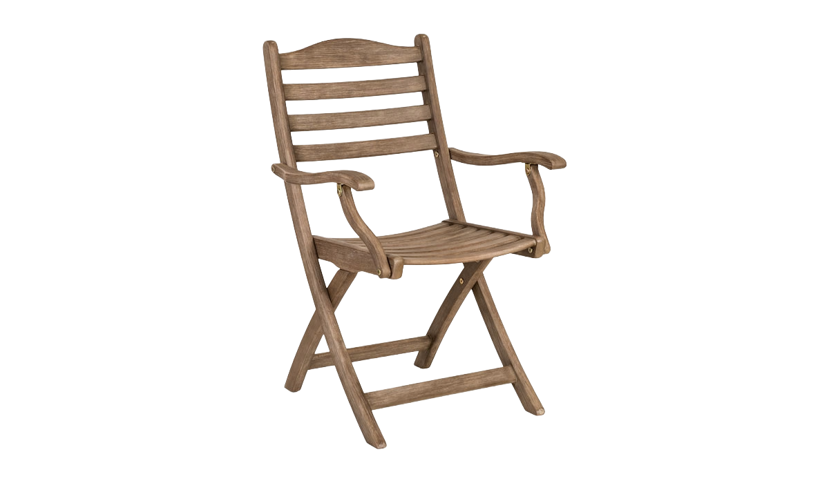 Wooden folding chair on a white background