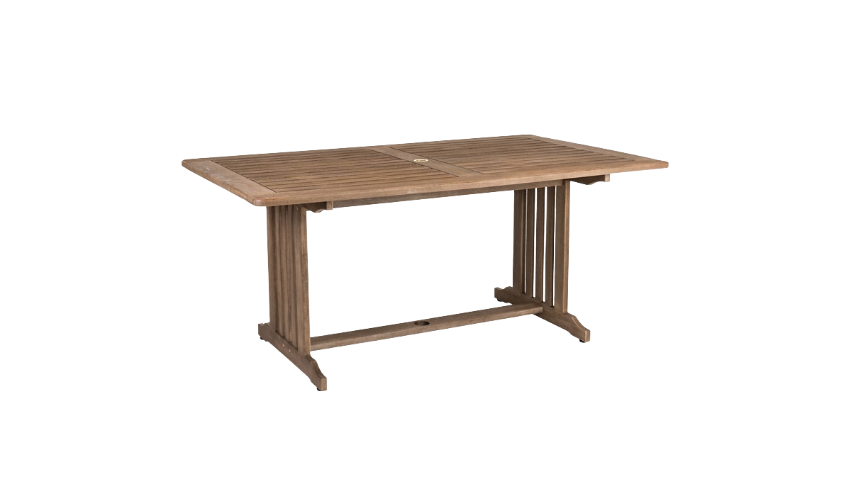 Wooden dining table on a white background