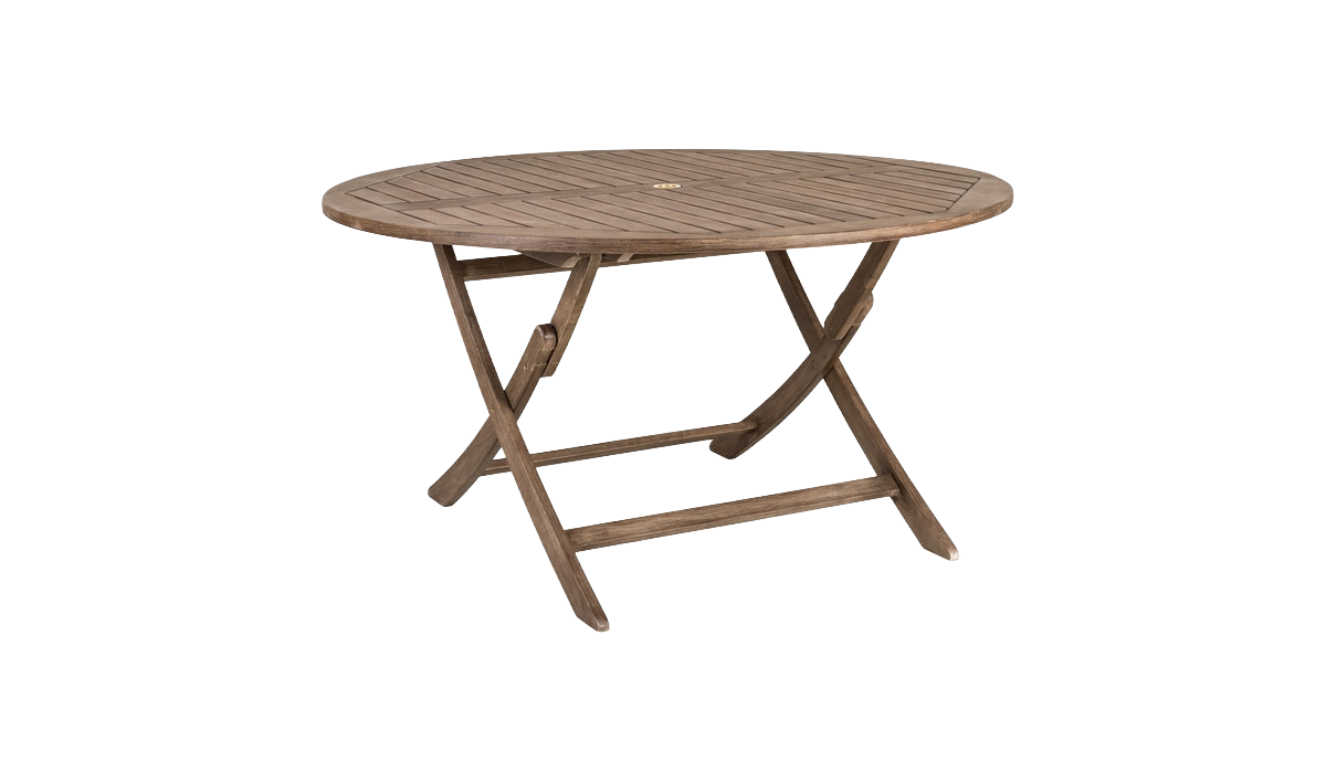 Wooden folding table on a white background