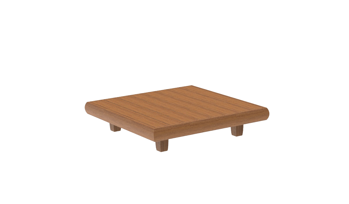 Wooden coffee table on a white background